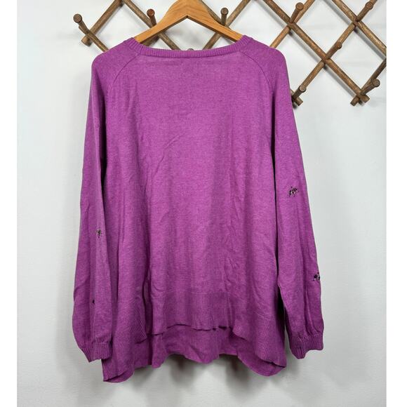Nic + Zoe Hidden Gems Sweater in Vivid Magenta Plus Size 3X - Picture 5 of 11